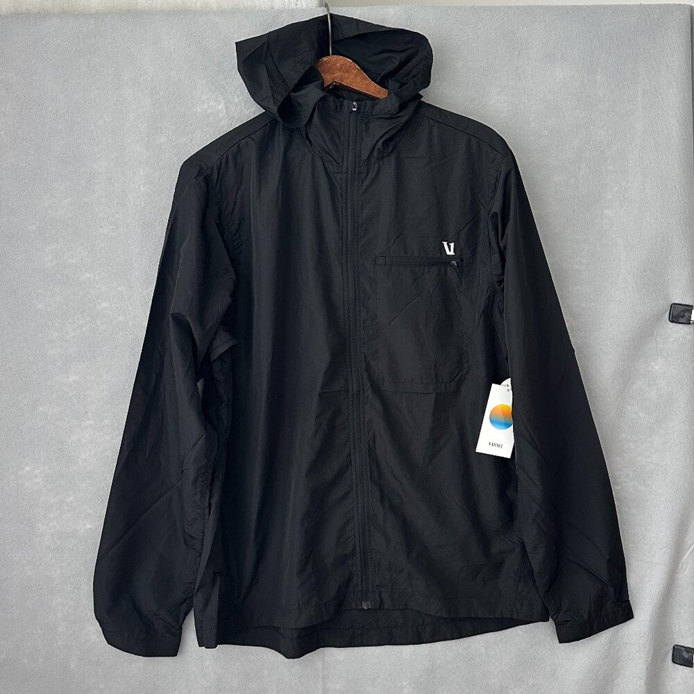 Vuori Windbreaker Jacket Mens M Black V523 Daybreak Full Zip Hooded